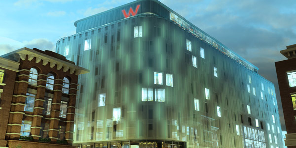 W London features a wraparound light installation by Jason Bruges